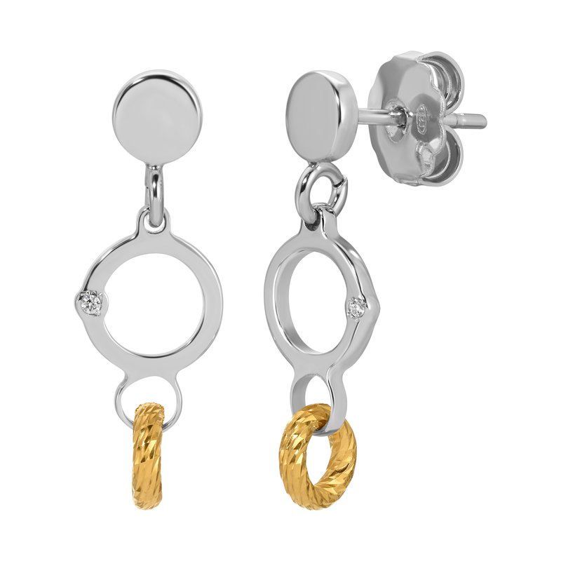 Sterling Silver + Yellow Gold Plated Interlock 1/2 Pt Tdw G Color Si Clarity Earrings