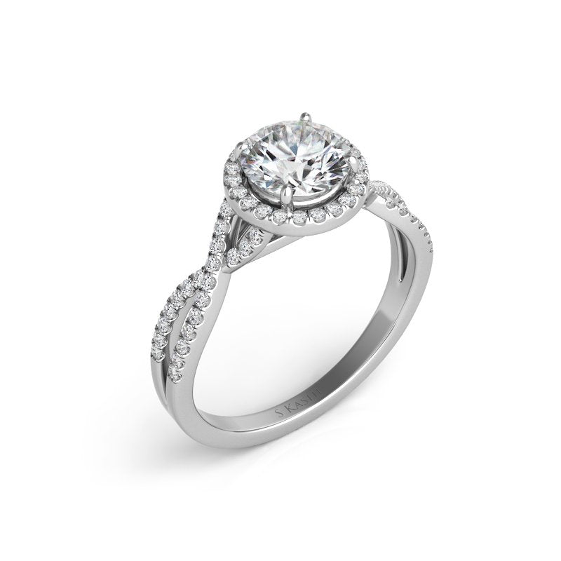 White Gold Halo Engagement Ring