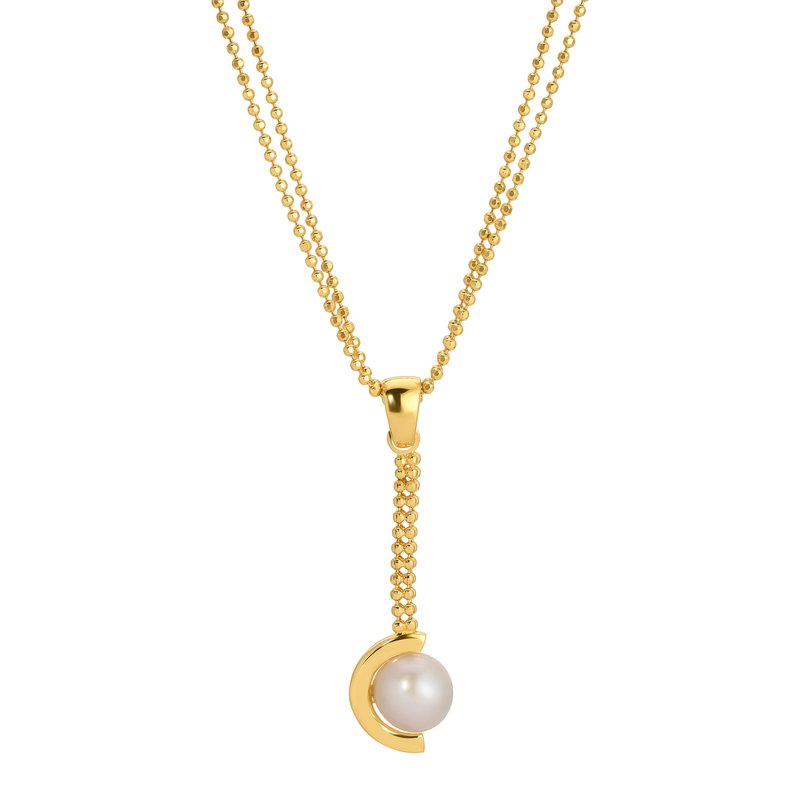 Sterling Silver + Yellow Gold Plated Freshwater Pearl Long Drop Necklace
