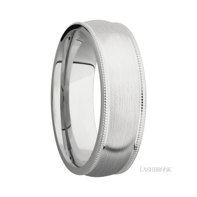 7 mm wide Domed Milgrain Edges Cobalt Chrome band.