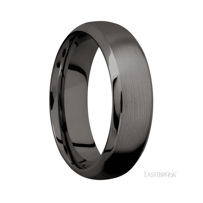 7 mm wide Domed Bevel Tantalum Noir band.