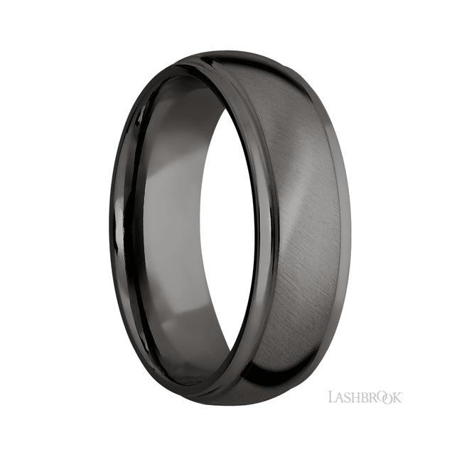 7 mm wide Domed Stepped Down Edges Tantalum Noir band.