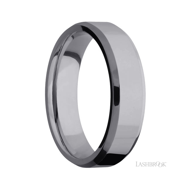 6 mm wide Beveled Tantalum band.