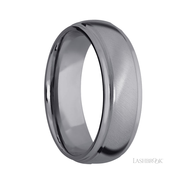 7 mm wide Domed Stepped Down Edges Tantalum band.