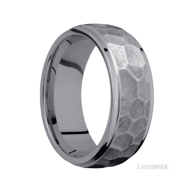 8 mm wide Domed Stepped Down Edges Tantalum band.