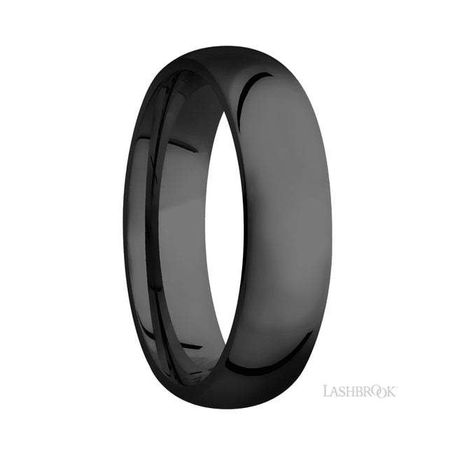 6 mm wide Domed Zirconium band.