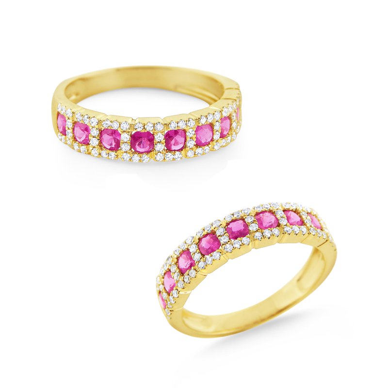 Pink Sapphire & Diamond Ring Set in 14 Kt. Gold