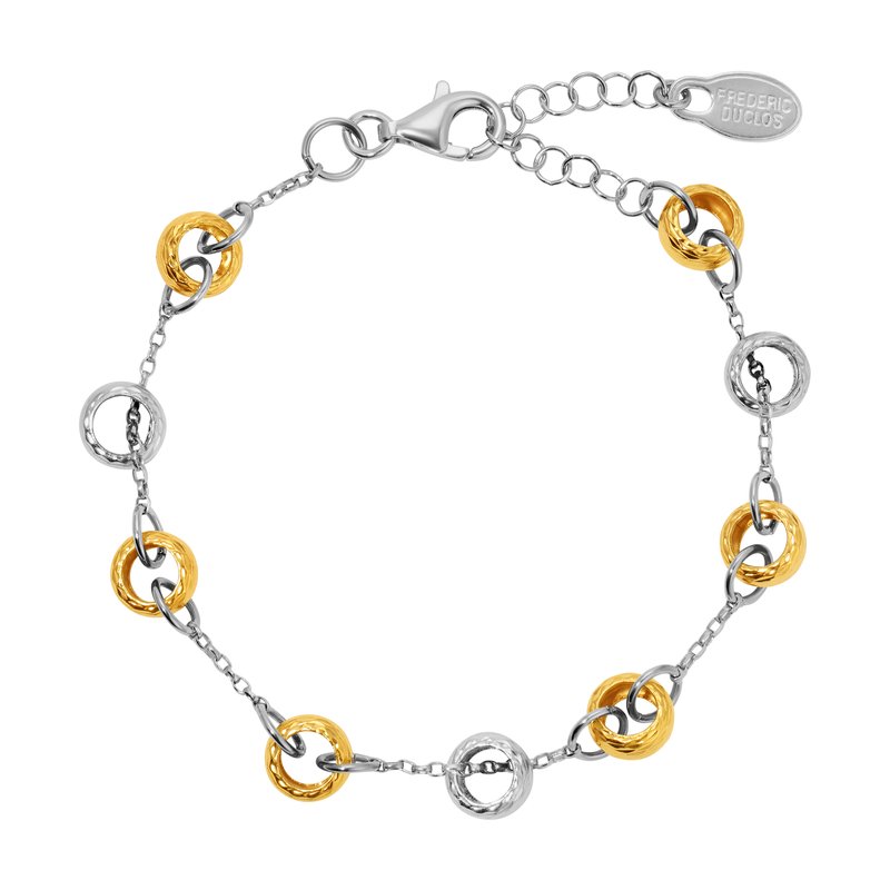 Sterling Silver+ Yellow Gold Plated Disks Bracelet