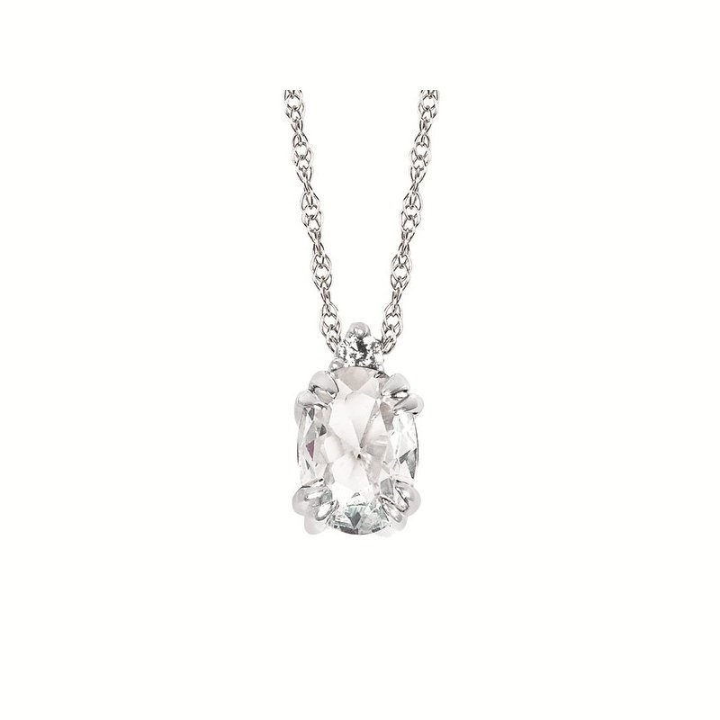 0.02Ctw Diamond & Created White Sapphire Birthstone Pendant