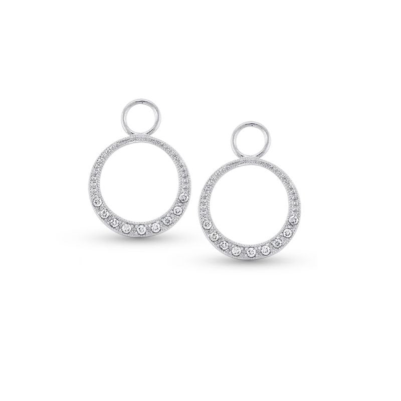 Diamond Small Circle Earring Charms in 14k White Gold with 18 Diamonds weighing .12ct tw.