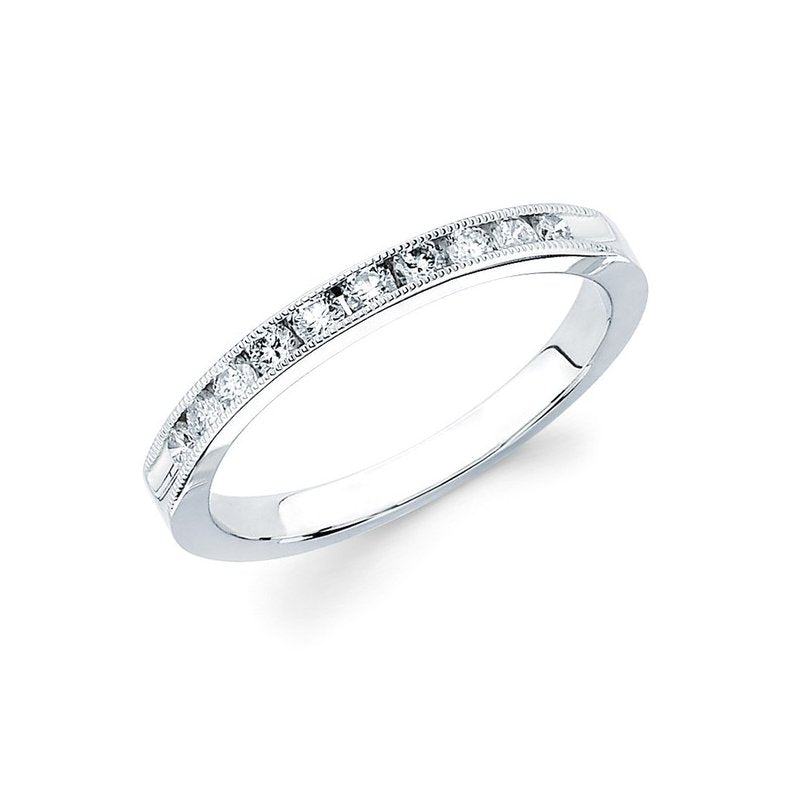 1/5 Ctw. Channel Set 10 Stone Diamond Milgrain Anniversary Band in 14K Gold