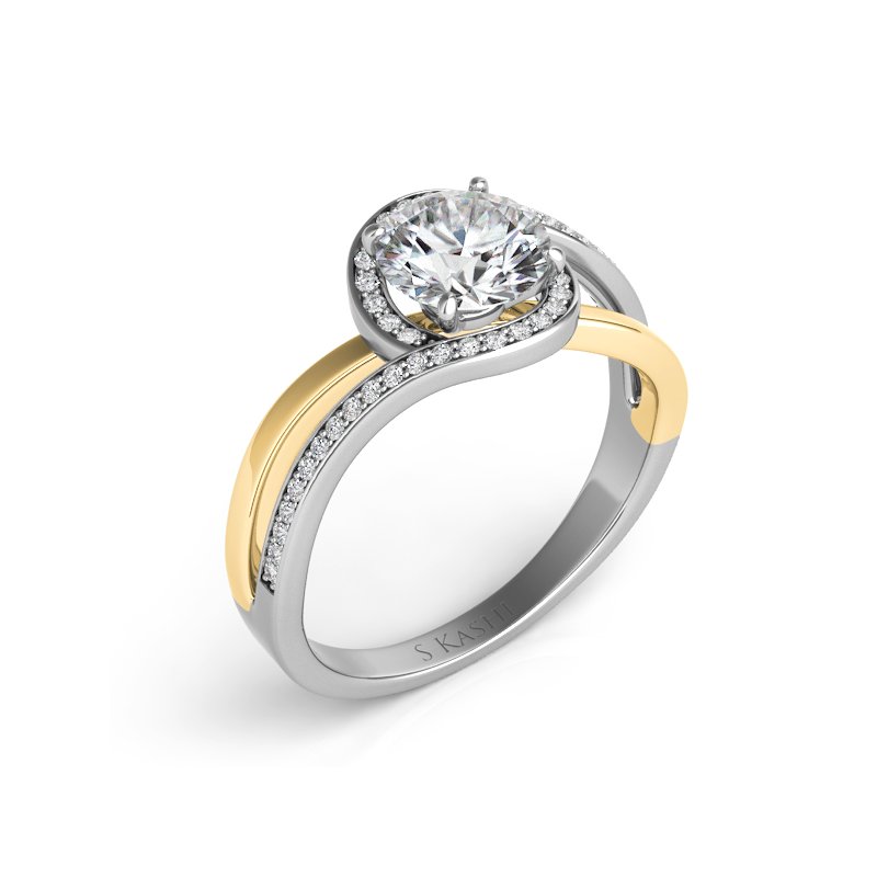 White & Yelllow Gold Engagement Ring