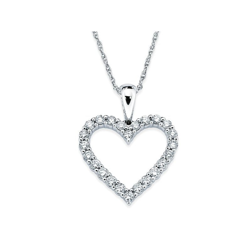 1/10 Ctw. Prong Set Diamond Heart Pendant in 14K Gold with 18' Chain