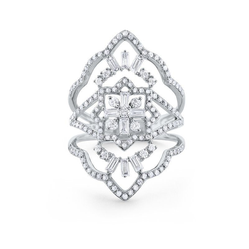 Diamond Ornate Mosaic Ring Set in 14 Kt. Gold