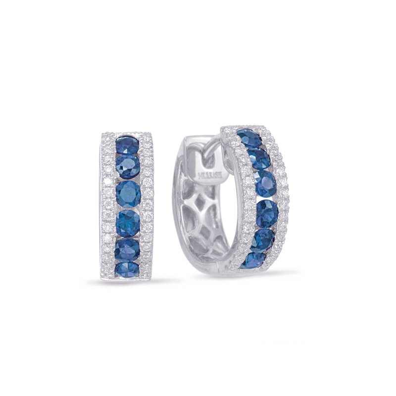 White Gold Sapphire & Diamond Huggie