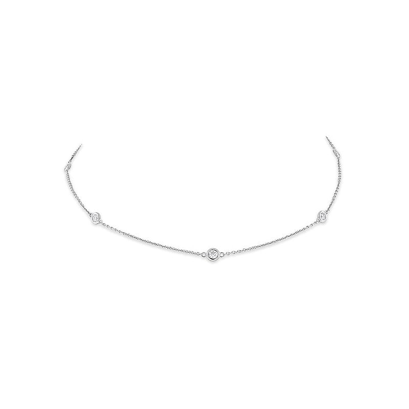 Diamond By The Yard Necklace with Triple Station Sections, 30 Diamonds weighing 1.80ct tw.