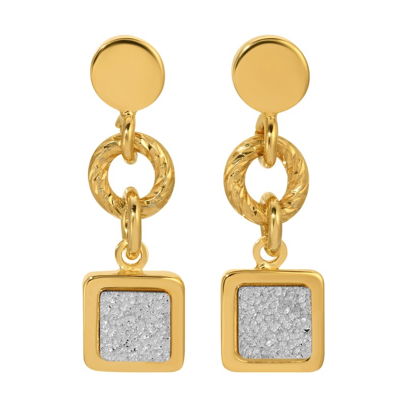 Sterling Silver + Yellow Gold Plated Applique Square Affair Earrings