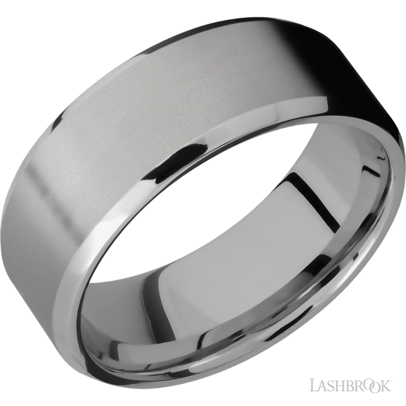 8 mm wide Beveled Titanium band.