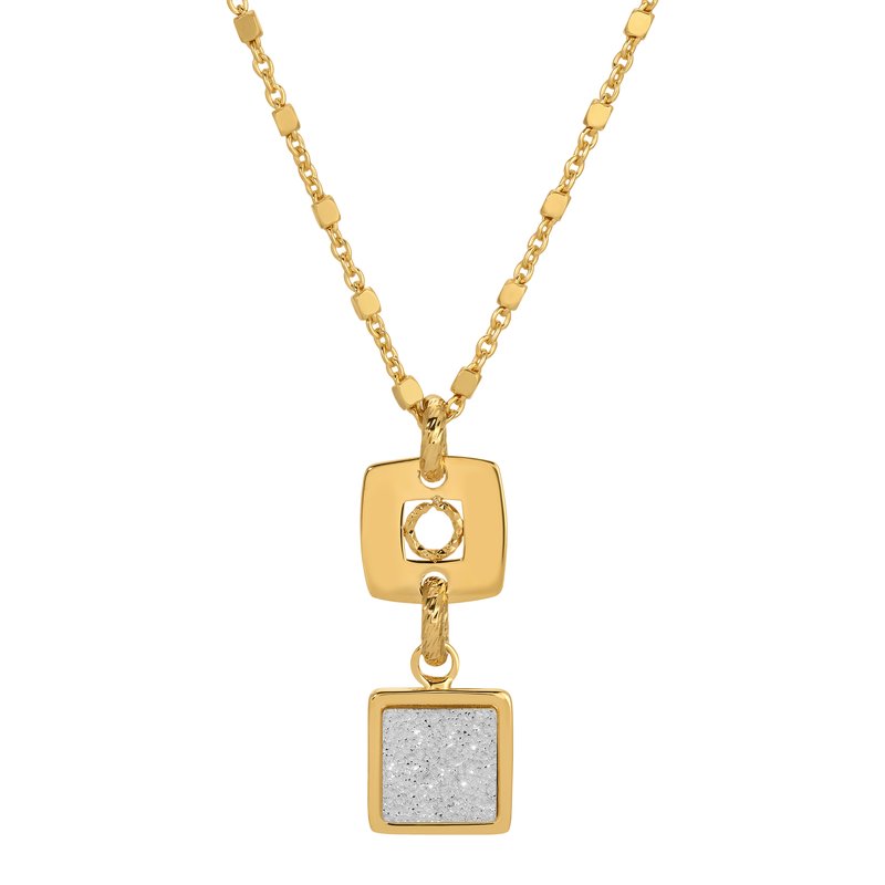Sterling Silver + Yellow Gold Plated Applique Square Affair Necklace