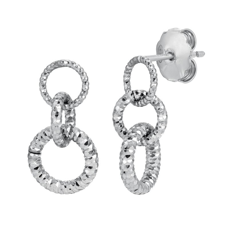 Sterling Silver Single Sparkle Circle Earrings