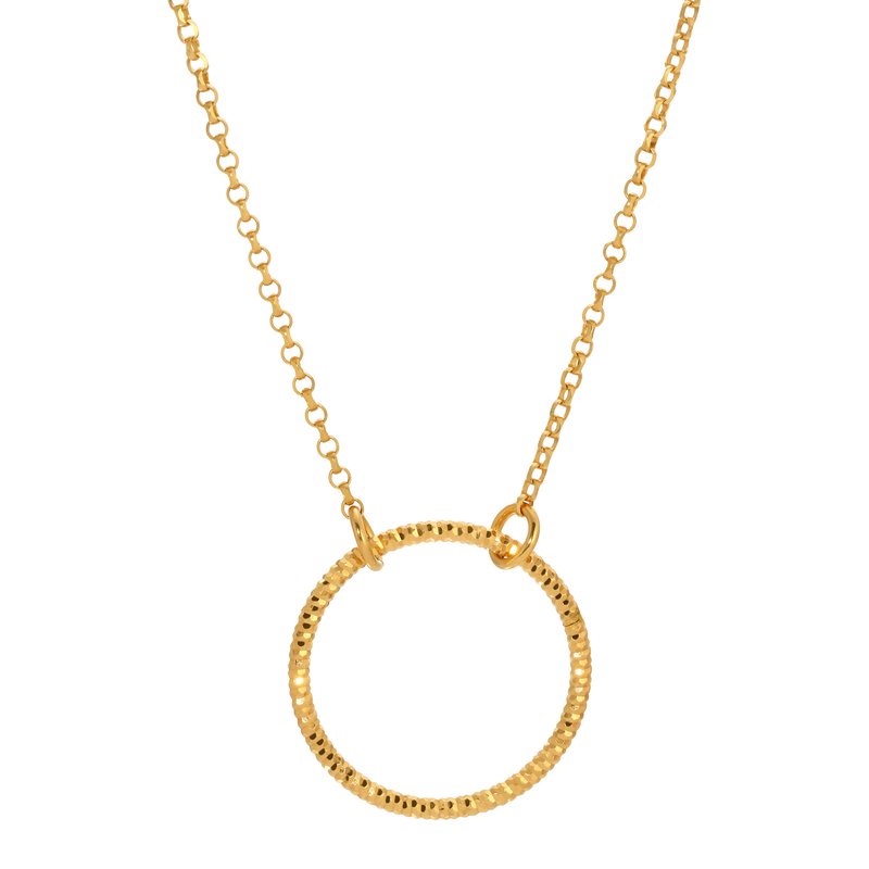 Sterling Silver + Yellow Gold Plated Single Sparkle Circle Necklace