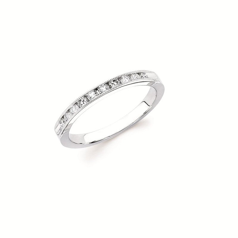 1/10 Ctw. Channel Set 10 Stone Diamond Milgrain Anniversary Band in 14K Gold