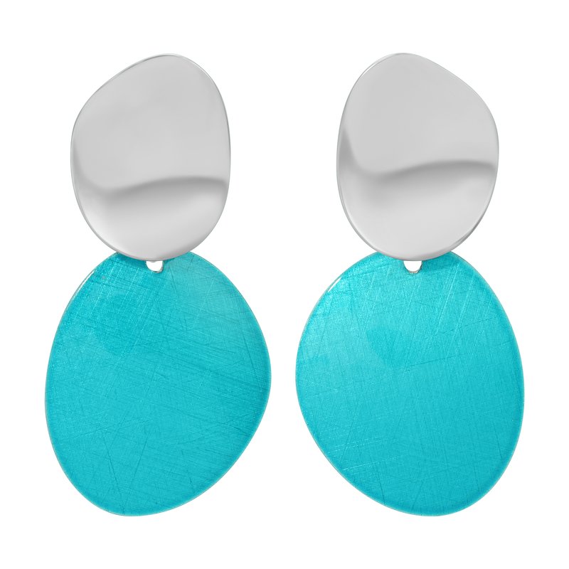 Sterling Silver + Ocean Blue Oval Earrings