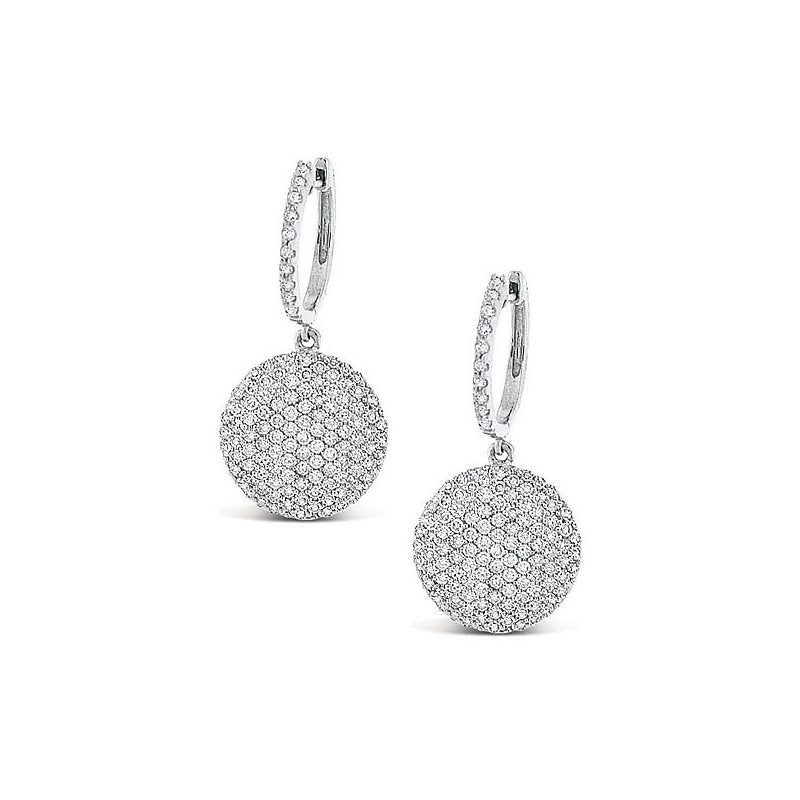 Diamond Disc Earrings in 14k White Gold with 238 Diamonds weighing 1.26ct tw.