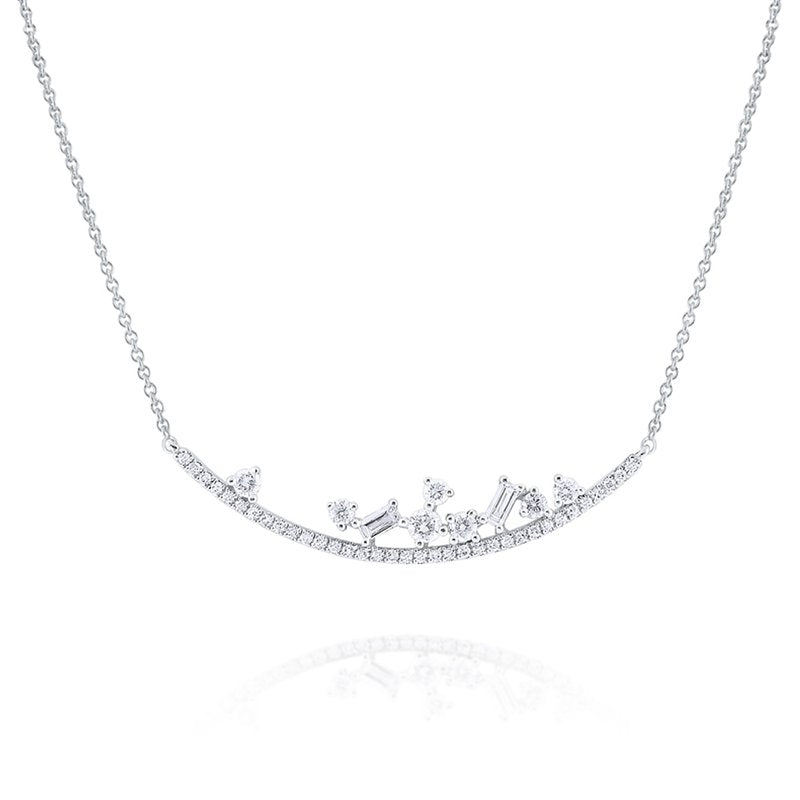 Diamond <b>Mosaic</b> Curve Necklace Set in 14 Kt. Gold