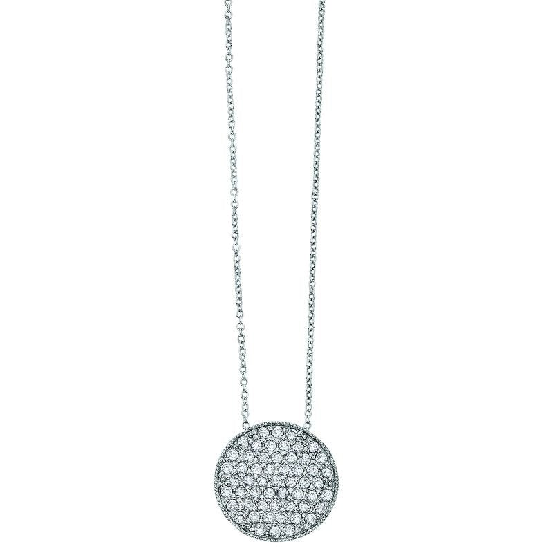 Diamond Disc Necklace in 14k White Gold with 54 Diamonds weighing 1.02ct tw.