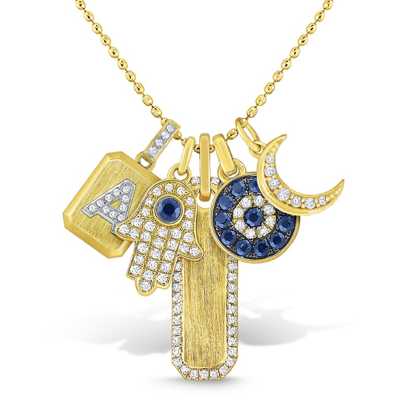 14K Gold and Diamond Charms Necklace