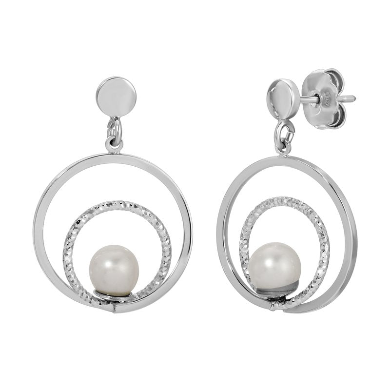 Sterling Silver + Freshwater Pearl Swirl Earrings