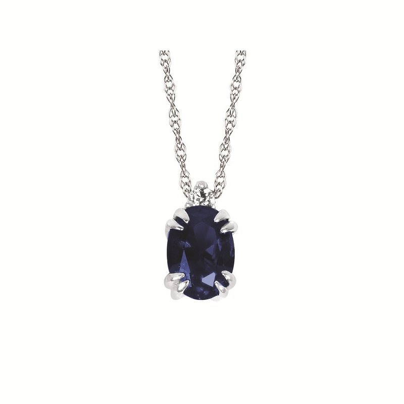 0.02Ctw Diamond & Created Sapphire Birthstone Pendant
